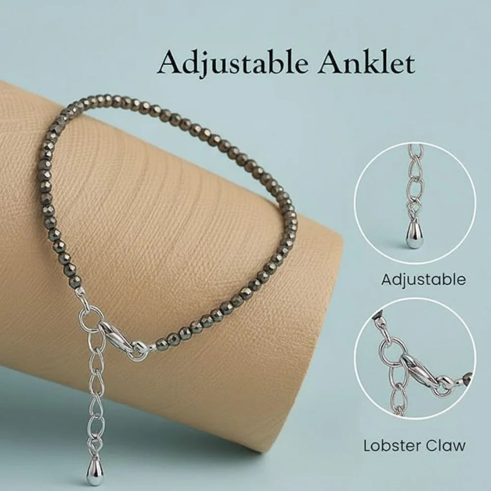 Raw Pyrite Anklet for Women – Adjustable Crystal Anklet