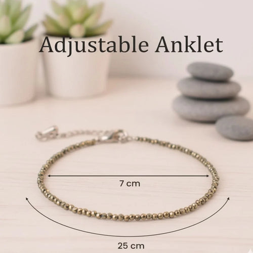 Raw Pyrite Anklet for Women – Adjustable Crystal Anklet